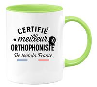 quotedazur - Mug Personnalisé Humour Certifié Meilleur Orthophoniste De France Reconnaissance Et Fierté Cadeau Original Tasse Pour Noël Parfait Offrir - Vert/Céramique