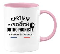 quotedazur - Mug Personnalisé Humour Certifié Meilleur Orthophoniste De France Reconnaissance Et Fierté Cadeau Original Tasse Pour Noël Parfait Offrir - Rose/Céramique