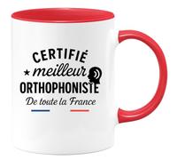 quotedazur - Mug Personnalisé Humour Certifié Meilleur Orthophoniste De France Reconnaissance Et Fierté Cadeau Original Tasse Pour Noël Parfait Offrir - Rouge/Céramique