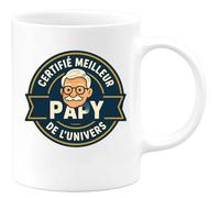 quotedazur - Mug Personnalisé Humour Certifié Meilleur Papy De L'Univers, Le Cadeau Parfait Idée Tasse Originale Pour Noël Exceptionnel Futur Papou Pépé Fête Des Grand-Pères Papi - Blanc/Céramique