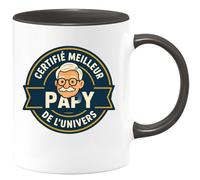 quotedazur - Mug Personnalisé Humour Certifié Meilleur Papy De L'Univers, Le Cadeau Parfait Idée Tasse Originale Pour Noël Exceptionnel Futur Papou Pépé Fête Des Grand-Pères Papi - Noir/Céramique