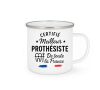 quotedazur - Mug Personnalisé Humour Certifié Meilleur Prothésiste De France, Cadeau Tasse Prestige Original Pour Noël Unique À Offrir - Blanc/Émaillé