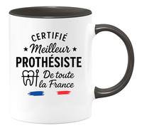 quotedazur - Mug Personnalisé Humour Certifié Meilleur Prothésiste De France, Cadeau Tasse Prestige Original Pour Noël Unique À Offrir - Noir/Céramique