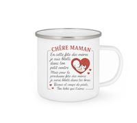 quotedazur - Mug Personnalisé Humour Chère Maman, Pour La Fête Des Mères, Un Bébé Blotti Dans Ton Ventre Et Bientôt Tes Bras Cadeau Original Idéal Noël Tasse - Blanc/Émaillé