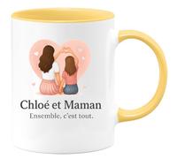 quotedazur - Mug Personnalisé Humour Chloé Et Maman Pour Célébrer Un Amour Spécial Cadeau Original Idéal Noël Tasse Unique Future Anniversaire Fête Des Mères Annonce Naissance - Jaune/Céramique