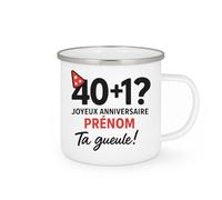 quotedazur - Mug Personnalisé Humour Choisissez Le Prénom! 40+1 Joyeux Anniversaire Ta Gueule Humoristique Idée Cadeau Noël Originale Avec Tasse Masculin - Blanc/Émaillé