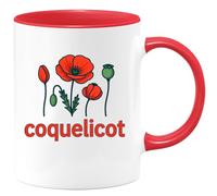 quotedazur - Mug Personnalisé Humour Coquelicot Cadeau Original Idéal Avec Tasse Élégante Aux Motifs Floraux - Rouge/Céramique