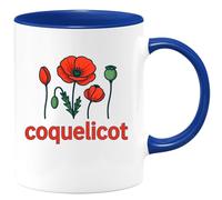 quotedazur - Mug Personnalisé Humour Coquelicot Cadeau Original Idéal Avec Tasse Élégante Aux Motifs Floraux - Bleu/Céramique