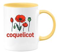 quotedazur - Mug Personnalisé Humour Coquelicot Cadeau Original Idéal Avec Tasse Élégante Aux Motifs Floraux - Jaune/Céramique