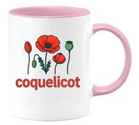 quotedazur - Mug Personnalisé Humour Coquelicot Cadeau Original Idéal Avec Tasse Élégante Aux Motifs Floraux - Rose/Céramique