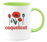 quotedazur - Mug Personnalisé Humour Coquelicot Cadeau Original Idéal Avec Tasse Élégante Aux Motifs Floraux - Vert/Céramique