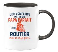 quotedazur - Mug Personnalisé Humour Difficile D’Être Un Papa Parfait Et Routier À La Fois, Mais Je Gère Avec Idée Cadeau Originale Tasse Pour - Noir/Céramique