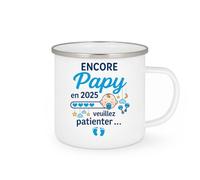 quotedazur - Mug Personnalisé Humour Encore Papy 2025, Cadeau Tasse Humoristique, Patience Requise Original Fête Des Pères - Blanc/Émaillé