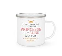 quotedazur - Mug Personnalisé Humour Être Une Princesse Et Aline En Même Temps, C'Est Compliqué, Mais Je Gère! Cadeau Original Tasse Pour Noël Femme Unique - Blanc/Émaillé