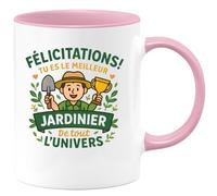 quotedazur - Mug Personnalisé Humour Félicitations, Tu Es Le Meilleur Jardinier De L'Univers, Un Cadeau Homme Parfait Original Pour Noël Tasse Unique Au Prix - Rose/Céramique