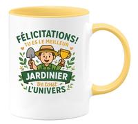 quotedazur - Mug Personnalisé Humour Félicitations, Tu Es Le Meilleur Jardinier De L'Univers, Un Cadeau Parfait Original Pour Noël Tasse Unique Au Prix - Jaune/Céramique