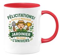 quotedazur - Mug Personnalisé Humour Félicitations, Tu Es Le Meilleur Jardinier De L'Univers, Un Cadeau Parfait Original Pour Noël Tasse Unique Au Prix - Rouge/Céramique