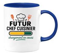 quotedazur - Mug Personnalisé Humour Futur Chef Cuisinier Tasse Cadeau En Préparation Originale Pour Passionné Au Quotidien - Bleu/Céramique
