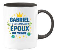 quotedazur - Mug Personnalisé Humour Gabriel, Meilleur Époux Du Monde, Cadeau Original Tasse Unique Et Spécial Idéal Pour Exceptionnel - Noir/Céramique