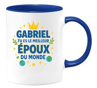 quotedazur - Mug Personnalisé Humour Gabriel, Meilleur Époux Du Monde, Cadeau Original Tasse Unique Et Spécial Idéal Pour Exceptionnel - Bleu/Céramique
