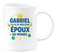 quotedazur - Mug Personnalisé Humour Gabriel, Meilleur Époux Du Monde, Cadeau Original Tasse Unique Et Spécial Idéal Pour Exceptionnel - Blanc/Céramique