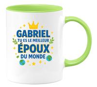 quotedazur - Mug Personnalisé Humour Gabriel, Meilleur Époux Du Monde, Cadeau Original Tasse Unique Et Spécial Idéal Pour Exceptionnel - Vert/Céramique