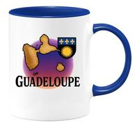 quotedazur - Mug Personnalisé Humour Guadeloupe Tasse Design Souvenir, Idée Cadeau Pour Noël Amoureux Des Îles Originale Avec Illustrant La Amateurs De Voyages - Bleu/Céramique