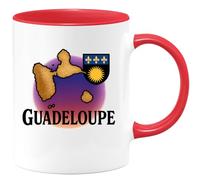 quotedazur - Mug Personnalisé Humour Guadeloupe Tasse Design Souvenir, Idée Cadeau Pour Noël Amoureux Des Îles Originale Avec Illustrant La Amateurs De Voyages - Rouge/Céramique
