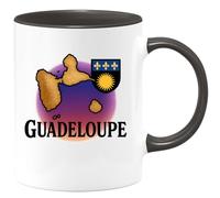 quotedazur - Mug Personnalisé Humour Guadeloupe Tasse Design Souvenir, Idée Cadeau Pour Noël Amoureux Des Îles Originale Avec Illustrant La Amateurs De Voyages - Noir/Céramique