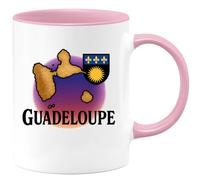 quotedazur - Mug Personnalisé Humour Guadeloupe Tasse Design Souvenir, Idée Cadeau Pour Noël Amoureux Des Îles Originale Avec Illustrant La Amateurs De Voyages - Rose/Céramique