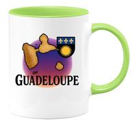 quotedazur - Mug Personnalisé Humour Guadeloupe Tasse Design Souvenir, Idée Cadeau Pour Noël Amoureux Des Îles Originale Avec Illustrant La Amateurs De Voyages - Vert/Céramique