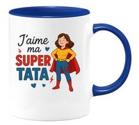 quotedazur - Mug Personnalisé Humour J’Adore Ma Super Tata Cadeau Parfait Tasse Originale Pour Attendrissante Et Unique - Bleu/Céramique