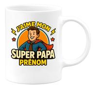 quotedazur - Mug Personnalisé Humour J'Aime Mon Super Papa Cadeau Tasse Avec Prénom Original Pour Héros - Blanc/Céramique