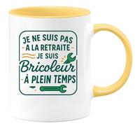 quotedazur - Mug Personnalisé Humour Je Ne Suis Pas À La Retraite, Bricoleur Plein Temps Cadeau Original Pour Noël Tasse Humoristique Et Pratique - Jaune/Céramique