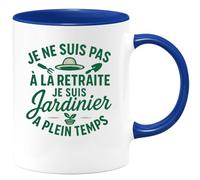 quotedazur - Mug Personnalisé Humour Je Ne Suis Pas En Retraite, Mais Jardinier À Plein Temps, Passion Et Travail Extérieur Cadeau Original Idéal Pour Tasse Passionné Amateur De Air - Bleu/Céramique