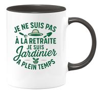 quotedazur - Mug Personnalisé Humour Je Ne Suis Pas En Retraite, Mais Jardinier À Plein Temps, Passion Et Travail Extérieur Cadeau Original Idéal Pour Tasse Passionné Amateur De Air - Noir/Céramique