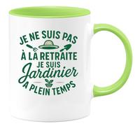quotedazur - Mug Personnalisé Humour Je Ne Suis Pas En Retraite, Mais Jardinier À Plein Temps, Passion Et Travail Extérieur Cadeau Original Idéal Pour Tasse Passionné Amateur De Air - Vert/Céramique