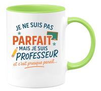 quotedazur - Mug Personnalisé Humour Je Ne Suis Pas Parfait, Mais Professeur, C'Est Presque Pareil Idée Cadeau Original Pour Tasse Et Fierté Au Bureau - Vert/Céramique