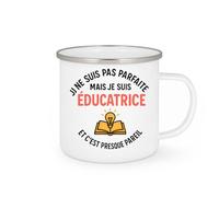 quotedazur - Mug Personnalisé Humour Je Ne Suis Pas Parfaite, Mais Éducatrice, C'Est Presque Pareil Cadeau Femme Original Tasse Pour Noël Maîtresse Ou Institutrice - Blanc/Émaillé