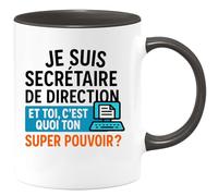 quotedazur - Mug Personnalisé Humour Je Suis Secrétaire De Direction, Et Toi, Quel Est Ton Super Pouvoir Cadeau Original Tasse Pour Femme, Idée Parfaite Au Bureau - Noir/Céramique