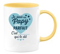quotedazur - Mug Personnalisé Humour Je Suis Un Papy Very Parfait, C'Est Prénom Qui Le Dit, Original Et Cadeau Idéal Tasse Pour Grand-Père Unique Humoristique - Jaune/Céramique
