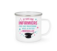 quotedazur - Mug Personnalisé Humour Je Suis Une Infirmière, Pas Magicienne, Mais Fais Des Merveilles Cadeau Femme Original Idéal Pour Tasse Et Motivation - Blanc/Émaillé