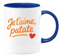 quotedazur - Mug Personnalisé Humour Je T'Aime, Ma Patate Chérie, Un Message Tendre Et Drôle Cadeau Original Pour Noël Femme, Tasse Pleine D'Amour D'Humour - Bleu/Céramique