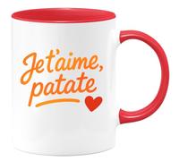 quotedazur - Mug Personnalisé Humour Je T'Aime, Ma Patate Chérie, Un Message Tendre Et Drôle Cadeau Original Pour Noël Femme, Tasse Pleine D'Amour D'Humour - Rouge/Céramique