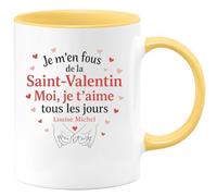 quotedazur - Mug Personnalisé Humour Je T'Aime Tous Les Jours, Pas Seulement À La Saint- Valentin Louise Micheal Cadeau Original Romantique Tasse Pour Déclarer Son Amour Au Quotidien - Jaune/Céramique