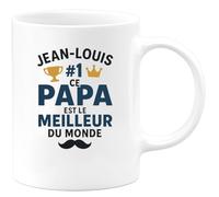 quotedazur - Mug Personnalisé Humour Jean- Louis #1 Ce Papa Est Le Meilleur Du Monde Tasse Idéale Cadeau Noël Original Homme Fête Des Pères Futur Anniversaire Annonce Naissance - Blanc/Céramique