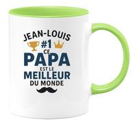 quotedazur - Mug Personnalisé Humour Jean- Louis #1 Ce Papa Est Le Meilleur Du Monde Tasse Idéale Cadeau Original Homme Fête Des Pères - Vert/Céramique