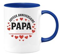 quotedazur - Mug Personnalisé Humour Joyeux Anniversaire Papa Paroles D'Amour Pour Un Cadeau Original Spécial Unique Tasse Célébrer Avec Amour - Bleu/Céramique
