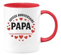 quotedazur - Mug Personnalisé Humour Joyeux Anniversaire Papa Paroles D'Amour Pour Un Cadeau Original Spécial Unique Tasse Célébrer Avec Amour - Rouge/Céramique