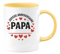 quotedazur - Mug Personnalisé Humour Joyeux Anniversaire Papa Paroles D'Amour Pour Un Cadeau Original Spécial Unique Tasse Célébrer Avec Amour - Jaune/Céramique